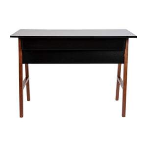 English Elm Darla Home Office Writing Desk - Stylish Two-Tone Computer Table with Drawer for Organized Workspaces Black Top/Walnut Frame 42.125"L GC-MBLK60-BK-WAL-GG