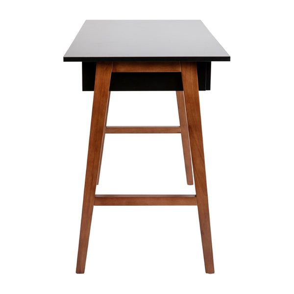 English Elm Darla Home Office Writing Desk - Stylish Two-Tone Computer Table with Drawer for Organized Workspaces Black Top/Walnut Frame 42.125"L GC-MBLK60-BK-WAL-GG