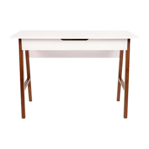 English Elm Darla Home Office Writing Desk - Stylish Two-Tone Computer Table with Drawer for Organized Workspaces White Top/Walnut Frame 42.125"L GC-MBLK60-WH-WAL-GG