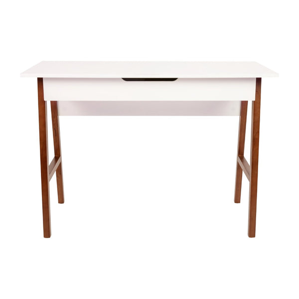 English Elm Darla Home Office Writing Desk - Stylish Two-Tone Computer Table with Drawer for Organized Workspaces White Top/Walnut Frame 42.125"L GC-MBLK60-WH-WAL-GG