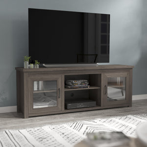 English Elm Sheffield Modern TV Stand for 80" TVs - Stylish Media Console with Glass Doors & Smart Storage Solutions Black Wash 65" GC-MBLK65-BK-GG