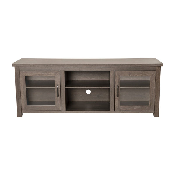 English Elm Sheffield Modern TV Stand for 80" TVs - Stylish Media Console with Glass Doors & Smart Storage Solutions Black Wash 65" GC-MBLK65-BK-GG