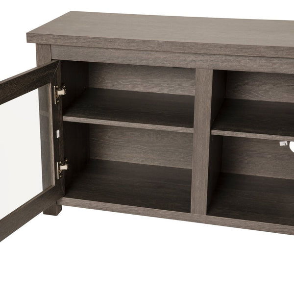 English Elm Sheffield Modern TV Stand for 80" TVs - Stylish Media Console with Glass Doors & Smart Storage Solutions Black Wash 65" GC-MBLK65-BK-GG