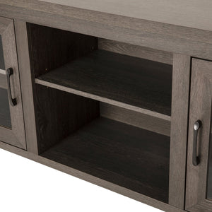 English Elm Sheffield Modern TV Stand for 80" TVs - Stylish Media Console with Glass Doors & Smart Storage Solutions Black Wash 65" GC-MBLK65-BK-GG
