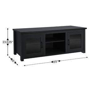 English Elm Sheffield Modern TV Stand for 80" TVs - Stylish Media Console with Glass Doors & Smart Storage Solutions Black 65" GC-MBLK65-BLK-GG