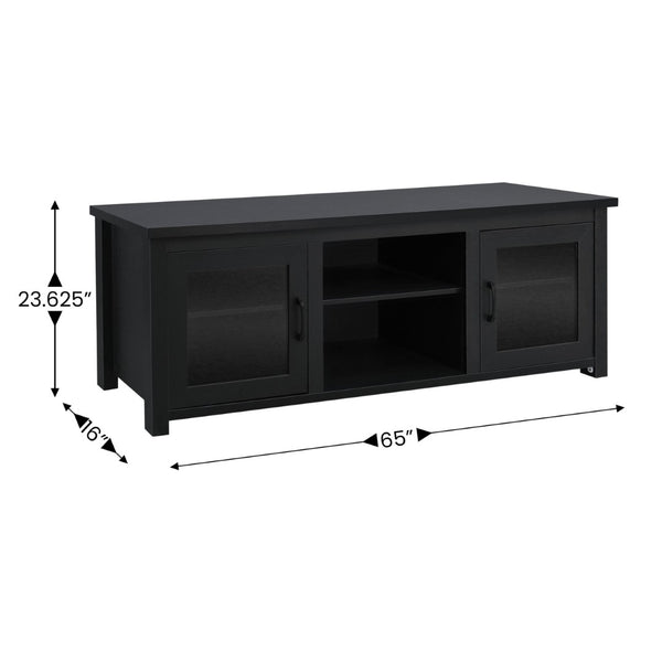 English Elm Sheffield Modern TV Stand for 80" TVs - Stylish Media Console with Glass Doors & Smart Storage Solutions Black 65" GC-MBLK65-BLK-GG