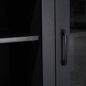 English Elm Sheffield Modern TV Stand for 80" TVs - Stylish Media Console with Glass Doors & Smart Storage Solutions Black 65" GC-MBLK65-BLK-GG