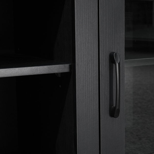 English Elm Sheffield Modern TV Stand for 80" TVs - Stylish Media Console with Glass Doors & Smart Storage Solutions Black 65" GC-MBLK65-BLK-GG