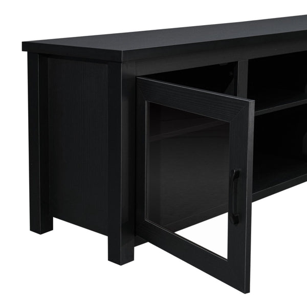 English Elm Sheffield Modern TV Stand for 80" TVs - Stylish Media Console with Glass Doors & Smart Storage Solutions Black 65" GC-MBLK65-BLK-GG