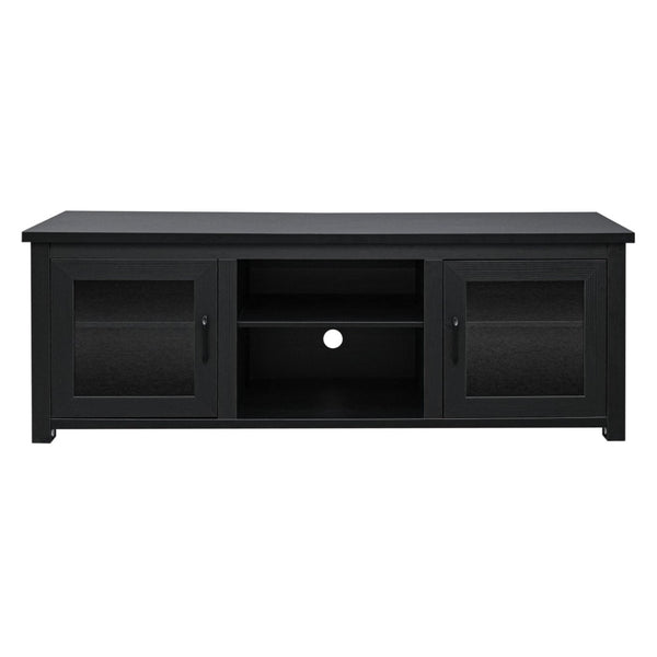 English Elm Sheffield Modern TV Stand for 80" TVs - Stylish Media Console with Glass Doors & Smart Storage Solutions Black 65" GC-MBLK65-BLK-GG