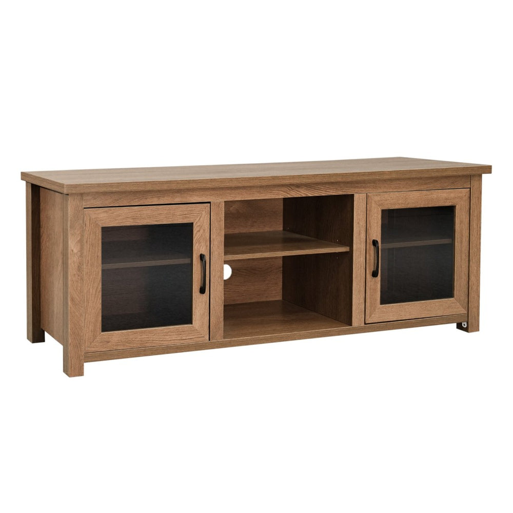 English Elm Sheffield Modern TV Stand for 80" TVs - Stylish Media Console with Glass Doors & Smart Storage Solutions Walnut 65" GC-MBLK65-WAL-GG