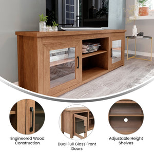 English Elm Sheffield Modern TV Stand for 80" TVs - Stylish Media Console with Glass Doors & Smart Storage Solutions Walnut 65" GC-MBLK65-WAL-GG
