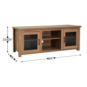 English Elm Sheffield Modern TV Stand for 80" TVs - Stylish Media Console with Glass Doors & Smart Storage Solutions Walnut 65" GC-MBLK65-WAL-GG