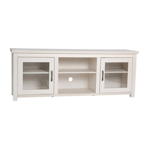 English Elm Sheffield Modern TV Stand for 80" TVs - Stylish Media Console with Glass Doors & Smart Storage Solutions White Wash 65" GC-MBLK65-WH-GG