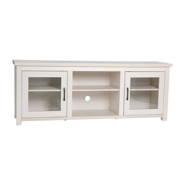 English Elm Sheffield Modern TV Stand for 80" TVs - Stylish Media Console with Glass Doors & Smart Storage Solutions White Wash 65" GC-MBLK65-WH-GG