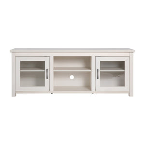 English Elm Sheffield Modern TV Stand for 80" TVs - Stylish Media Console with Glass Doors & Smart Storage Solutions White Wash 65" GC-MBLK65-WH-GG