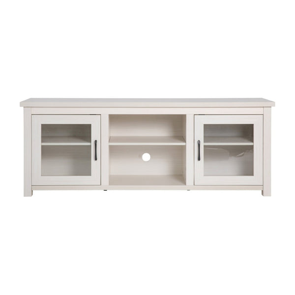 English Elm Sheffield Modern TV Stand for 80" TVs - Stylish Media Console with Glass Doors & Smart Storage Solutions White Wash 65" GC-MBLK65-WH-GG