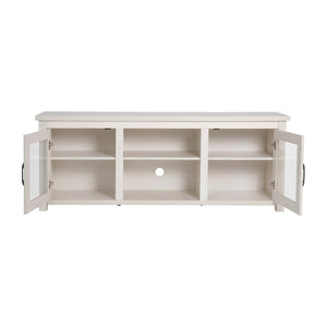 English Elm Sheffield Modern TV Stand for 80" TVs - Stylish Media Console with Glass Doors & Smart Storage Solutions White Wash 65" GC-MBLK65-WH-GG