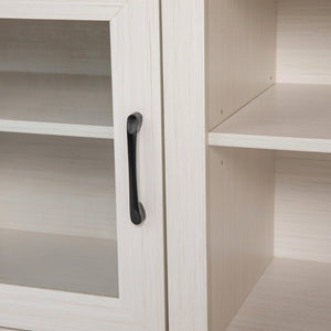 English Elm Sheffield Modern TV Stand for 80" TVs - Stylish Media Console with Glass Doors & Smart Storage Solutions White Wash 65" GC-MBLK65-WH-GG