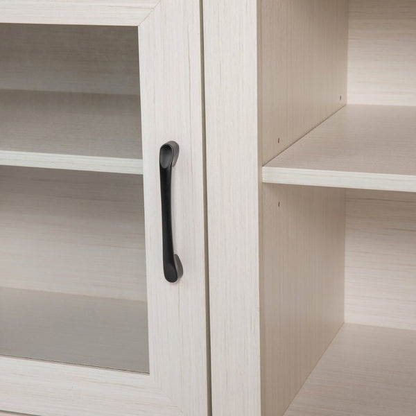 English Elm Sheffield Modern TV Stand for 80" TVs - Stylish Media Console with Glass Doors & Smart Storage Solutions White Wash 65" GC-MBLK65-WH-GG