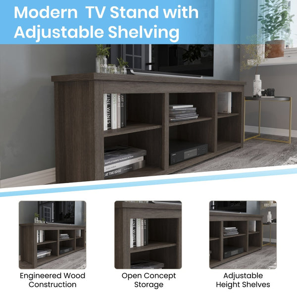 English Elm Kilead Farmhouse TV Stand for Up to 80" TVs - Stylish Engineered Wood Media Console with Open Storage Espresso 65" GC-MBLK66-ESP-GG