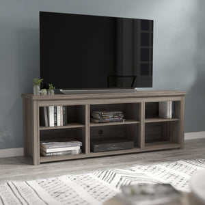 English Elm Kilead Farmhouse TV Stand for Up to 80" TVs - Stylish Engineered Wood Media Console with Open Storage Gray Wash Oak 65" GC-MBLK66-GY-GG