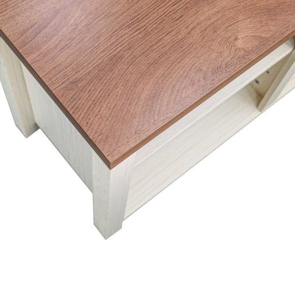 English Elm Kilead Farmhouse TV Stand for Up to 80" TVs - Stylish Engineered Wood Media Console with Open Storage Walnut Top/White Frame 65" GC-MBLK66-WH-GG