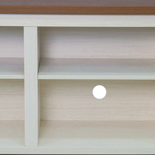 English Elm Kilead Farmhouse TV Stand for Up to 80" TVs - Stylish Engineered Wood Media Console with Open Storage Walnut Top/White Frame 65" GC-MBLK66-WH-GG