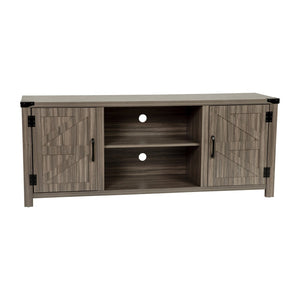 English Elm Charlotte Modern Farmhouse Barn Door TV Stand - Stylish Entertainment Center with Ample Storage Space Gray 59" GC-MBLK67-GY-GG