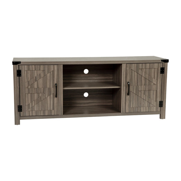 English Elm Charlotte Modern Farmhouse Barn Door TV Stand - Stylish Entertainment Center with Ample Storage Space Gray 59" GC-MBLK67-GY-GG