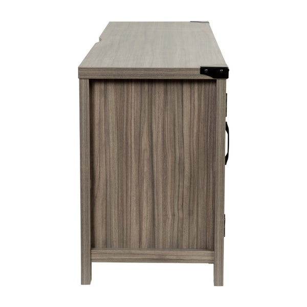 English Elm Charlotte Modern Farmhouse Barn Door TV Stand - Stylish Entertainment Center with Ample Storage Space Gray 59" GC-MBLK67-GY-GG