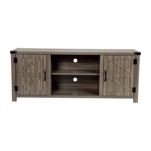 English Elm Charlotte Modern Farmhouse Barn Door TV Stand - Stylish Entertainment Center with Ample Storage Space Gray 59" GC-MBLK67-GY-GG