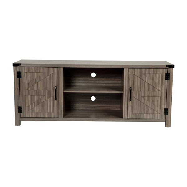 English Elm Charlotte Modern Farmhouse Barn Door TV Stand - Stylish Entertainment Center with Ample Storage Space Gray 59" GC-MBLK67-GY-GG