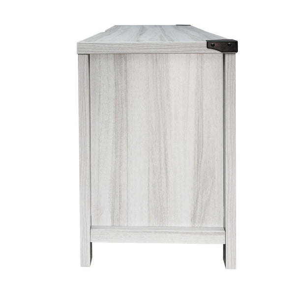 English Elm Charlotte Modern Farmhouse Barn Door TV Stand - Stylish 58" Entertainment Center for TVs Up to 65" GC-MBLK67-LTGY-GG