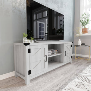 English Elm Charlotte Modern Farmhouse Barn Door TV Stand - Stylish 58" Entertainment Center for TVs Up to 65" GC-MBLK67-LTGY-GG