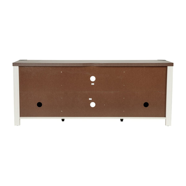 English Elm Charlotte Modern Farmhouse Barn Door TV Stand - Stylish Entertainment Center with Ample Storage Space White 59" GC-MBLK67-WH-GG