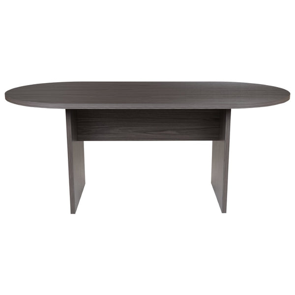 English Elm Jones Oval Conference Table - Elegant Racetrack Design for Professional Meetings & Collaborative Spaces Rustic Gray 35"W x 72"D x 29.5"H GC-TL1035-GRY-GG