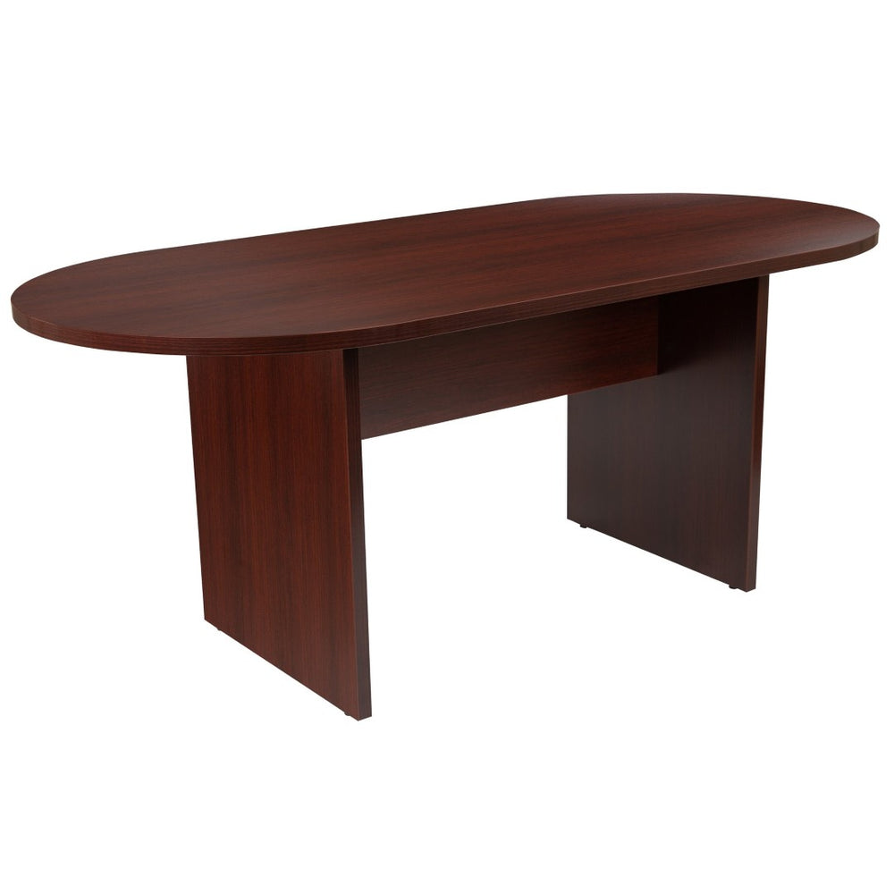 English Elm Jones Oval Conference Table - Elegant Racetrack Design for Professional Meetings & Collaborative Spaces Mahogany 35"W x 72"D x 29.5"H GC-TL1035-MHG-GG