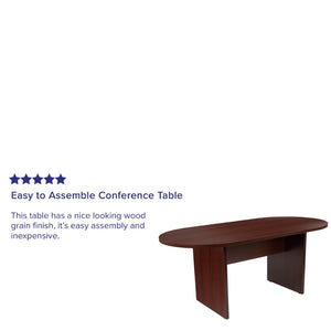 English Elm Jones Oval Conference Table - Elegant Racetrack Design for Professional Meetings & Collaborative Spaces Mahogany 35"W x 72"D x 29.5"H GC-TL1035-MHG-GG