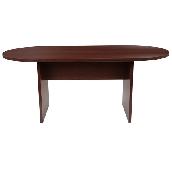 English Elm Jones Oval Conference Table - Elegant Racetrack Design for Professional Meetings & Collaborative Spaces Mahogany 35"W x 72"D x 29.5"H GC-TL1035-MHG-GG