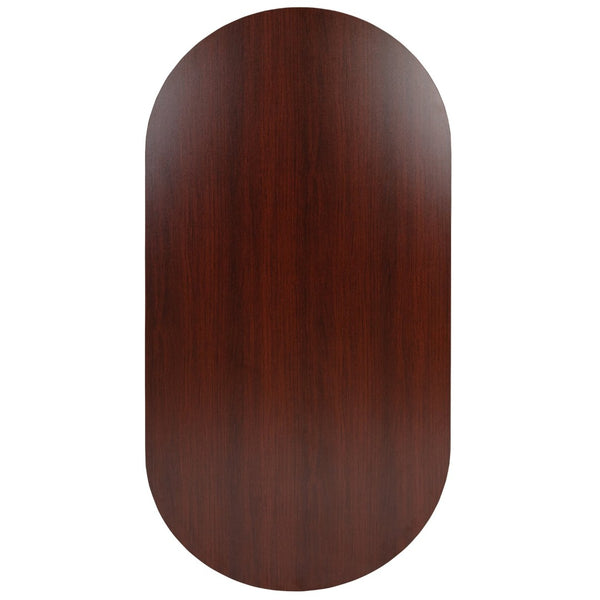 English Elm Jones Oval Conference Table - Elegant Racetrack Design for Professional Meetings & Collaborative Spaces Mahogany 35"W x 72"D x 29.5"H GC-TL1035-MHG-GG