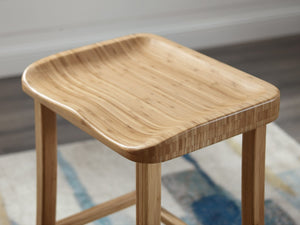 Greenington Tulip Solid Moso Bamboo Counter Height Stools Eco Friendly Pair for Kitchen Bars Caramelized GC0602CS