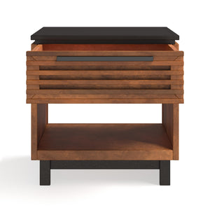 Legends Furniture Bridgevine Home Graceland 24" Side Table, Fully Assembled, Black With Bourbon Finish Black And Bourbon, Black And Brown Poplar Solids And Okoume Veneers Gc4110.Bnb