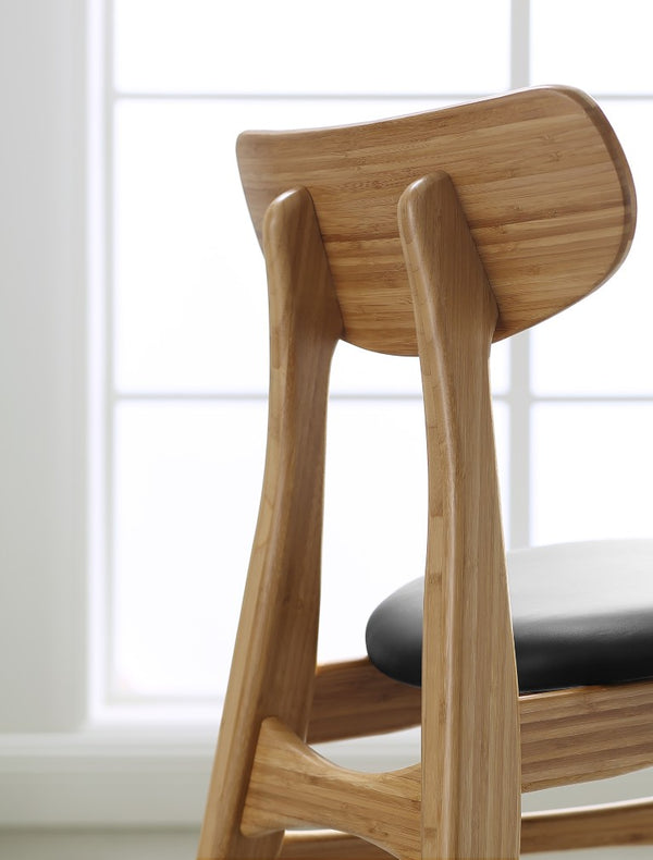 Greenington Cassia Solid Bamboo Dining Chair Set Leather Seat Mid-century Modern Style GCA002CA