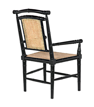 Colonial Mahogany Dining Chair Hand Carved Bamboo Motif Elegant Accent for Home Interiors