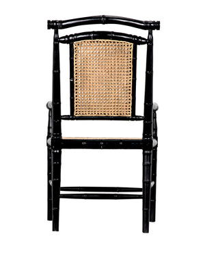 Colonial Mahogany Dining Chair Hand Carved Bamboo Motif Elegant Accent for Home Interiors