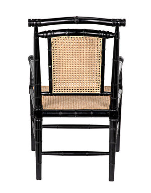 Colonial Mahogany Dining Chair Hand Carved Bamboo Motif Elegant Accent for Home Interiors