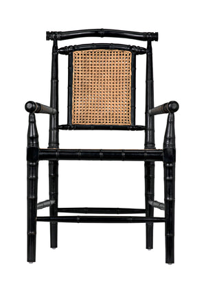 Colonial Mahogany Dining Chair Hand Carved Bamboo Motif Elegant Accent for Home Interiors