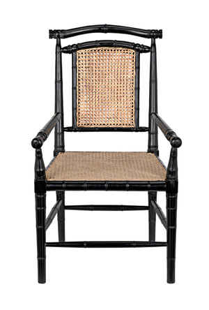 Colonial Mahogany Dining Chair Hand Carved Bamboo Motif Elegant Accent for Home Interiors