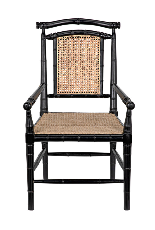 Colonial Mahogany Dining Chair Hand Carved Bamboo Motif Elegant Accent for Home Interiors